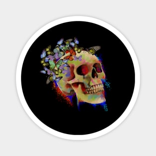Colorful Skull with Butterflies Magnet